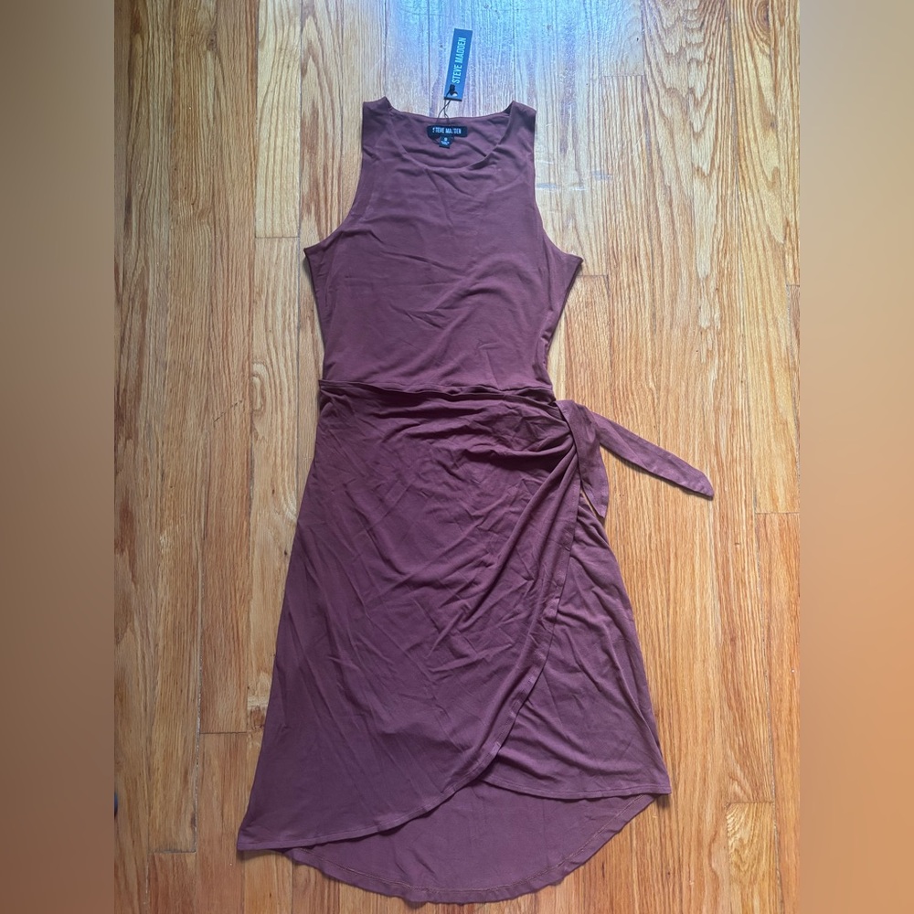 NWT - Steve Madden - Brown Sleeveless Midi Wrap Dress
